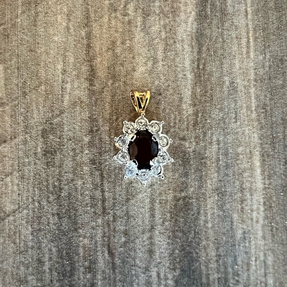 Red Gemstone & Rhinestone Pendant